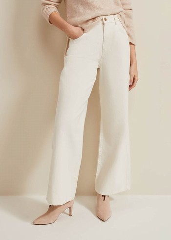 Phase Eight Lorelei Ecru Wide Leg Trousers Beige Canada | RMYQDN-573